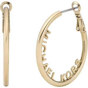 Michael Kors Stainless Steel MK Logo Hoop Earrings for Women(Gold MK Medium)