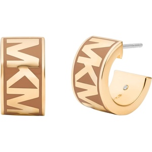 Michael Kors Stainless Steel MK Logo Hoop Earrings for Women(Gold MK Repeating Logo)