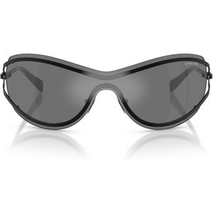 Michael Kors Women’s Mk1166 La Praia Oval Sunglasses(Black Shiny/Black Mirrored)