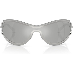 Michael Kors Women’s Mk1166 La Praia Oval Sunglasses(Silver Shiny/Silver Mirrored)