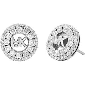 Michael Kors Women’s Rhodium-Plated Sterling Silver Pavé Logo Stud Earrings (Model: MKC1827040)