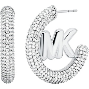 Michael Kors Women’s Silver Pavé Hoop Earrings (Model: MKJ8561040)