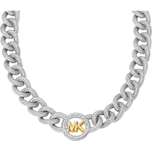 Michael Kors Women’s Silver Pavé Logo Chain Necklace (Model: MKJ8574931)