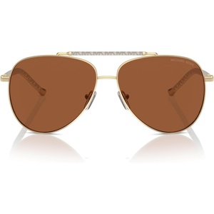 Michael Kors womens Mk1146 Portugal Aviator Sunglasses(Shiny Light Gold /Brown Solid)