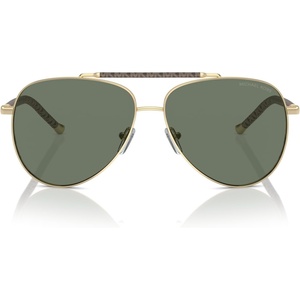 Michael Kors womens Mk1146 Portugal Aviator Sunglasses(Shiny Light Gold /Green Solid)