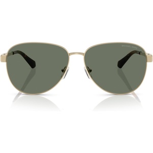 Michael Kors womens Mk1160 Biarritz Aviator Sunglasses(Shiny Light Gold/Green Solid)