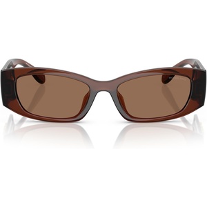 Michael Kors womens Mk2243u Rhodes Universal Fit Oval Sunglasses(Brown Transparent/Brown Solid)