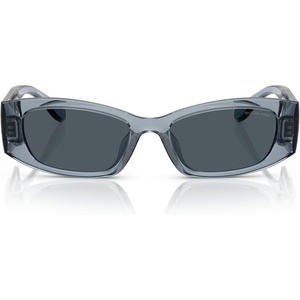 Michael Kors womens Mk2243u Rhodes Universal Fit Oval Sunglasses(Denim Transparent/Blue Grey Solid)