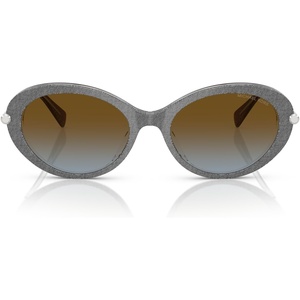 Michael Kors womens Mk2245u Rockaway Universal Fit Oval Sunglasses(Grey Denim/Brown Blue Gradient)