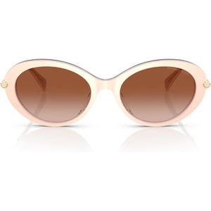 Michael Kors womens Mk2245u Rockaway Universal Fit Oval Sunglasses(Light Sand Laminate/Light Brown Gradient)