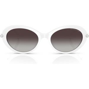 Michael Kors womens Mk2245u Rockaway Universal Fit Oval Sunglasses(Optic White/Dark Grey Gradient)