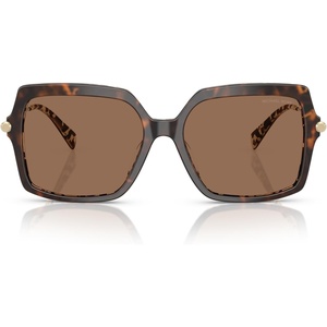 Michael Kors womens Mk2247u Quogue Universal Fit Square Sunglasses(Dark/Cream Tortoise/Brown Solid)