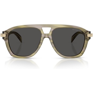 Michael Kors womens Mk2277u Grenada Unviersal Fit Aviator Sunglasses(Olive Horn/Grey Monochromatic)