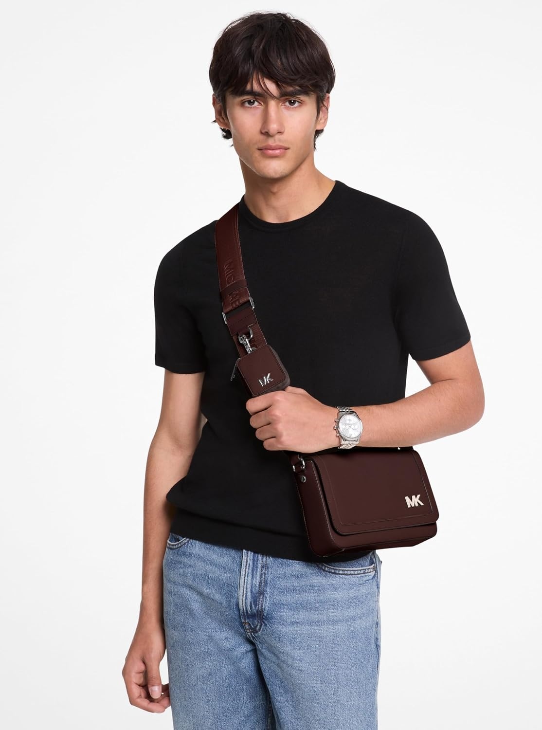 image:imageMichael Kors Edison Mini Flap Crossbody with Pouch Black HardwareChocolate