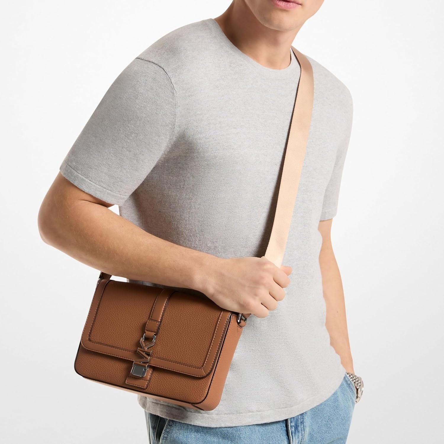 image:imageMichael Kors Ezra Mini Pebbled Leather Crossbody BagSilvertone HardwareLeatherLuggage