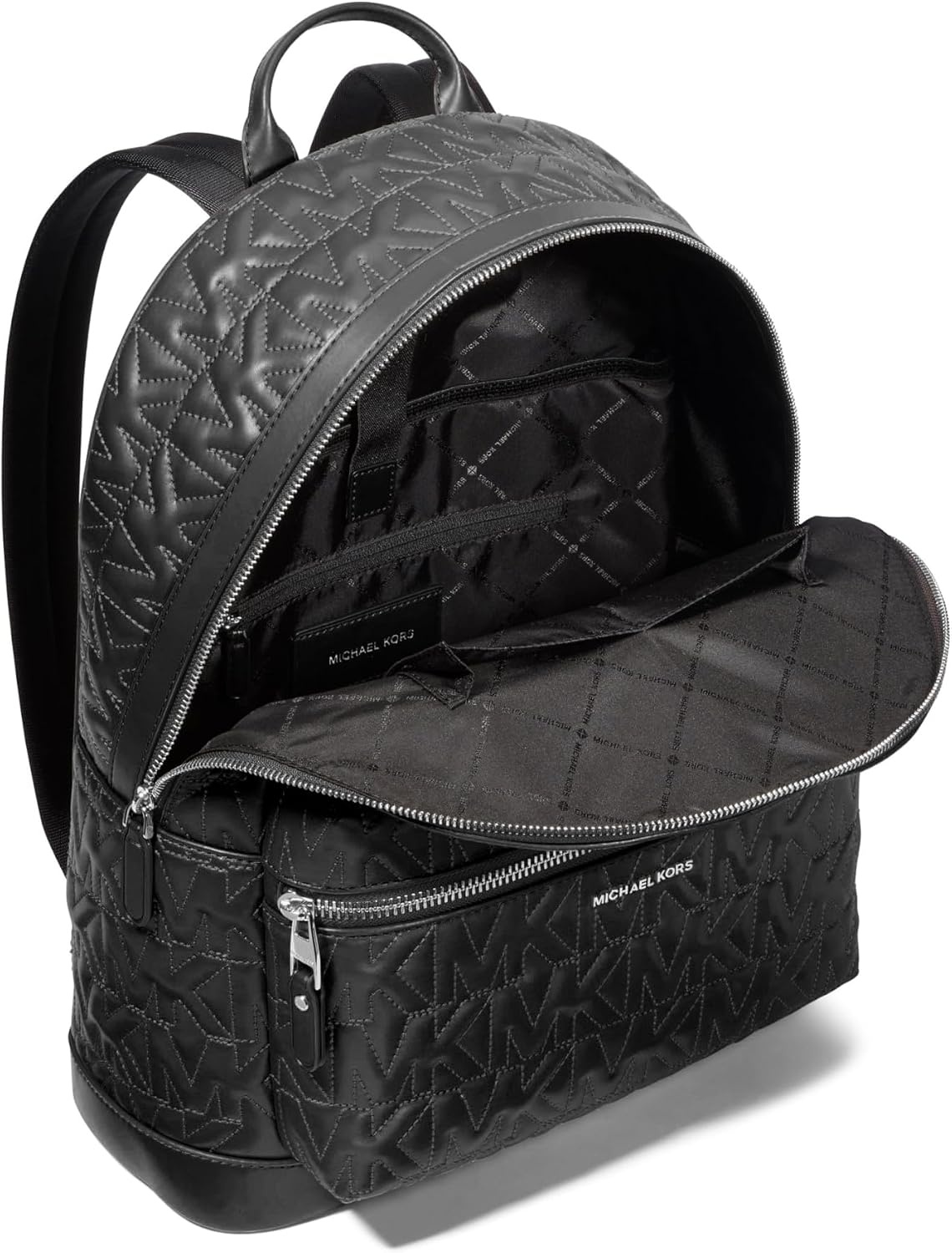 image:imageMichael Kors Hudson Dome Backpack SilverTone HardwareBlackMK QuiltSilvertone HardwareBlackMk Quilt