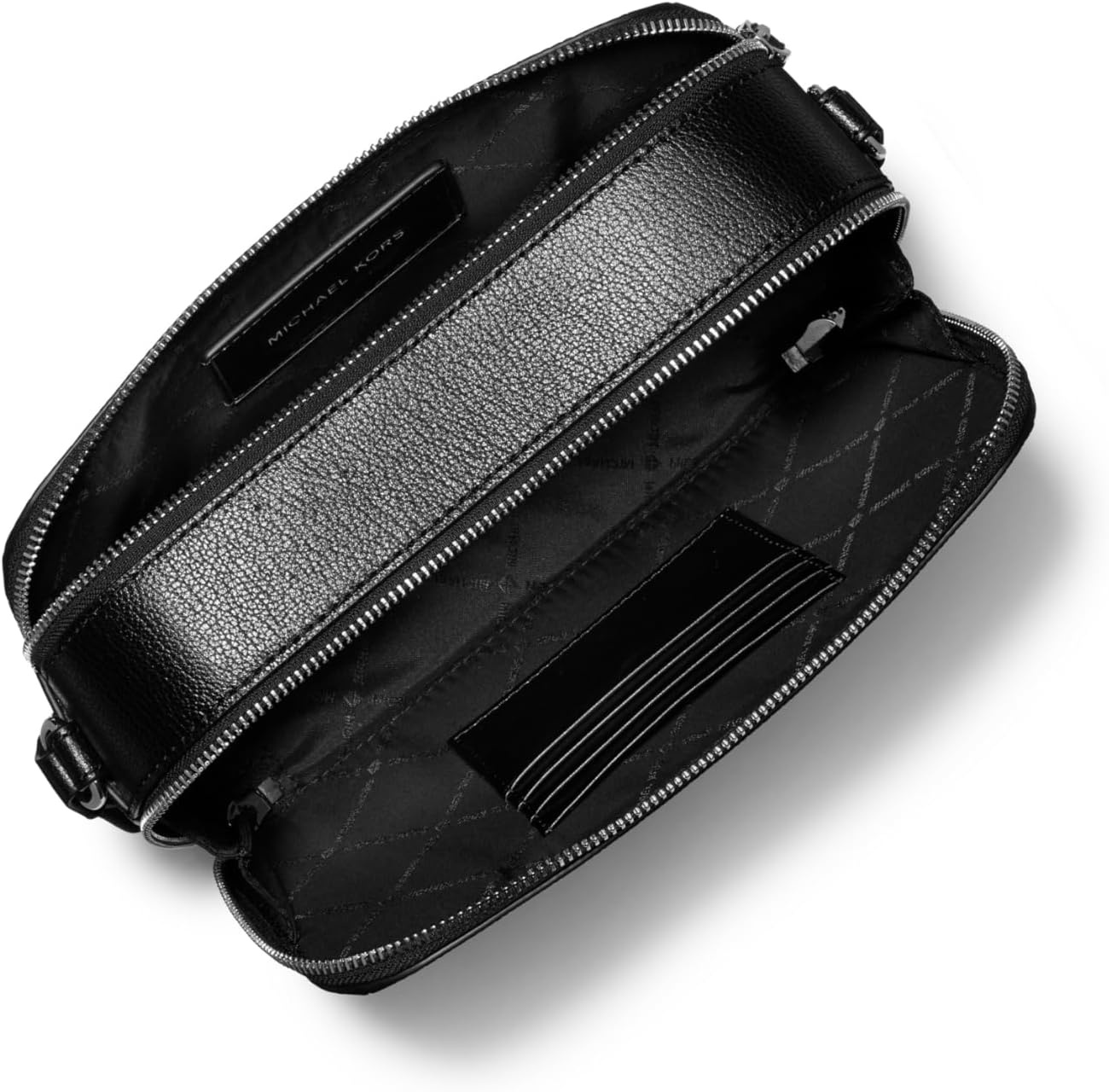 image:imageMichael Kors Hudson Double Zip Long Crossbody Bag SilverTone HardwareBlack