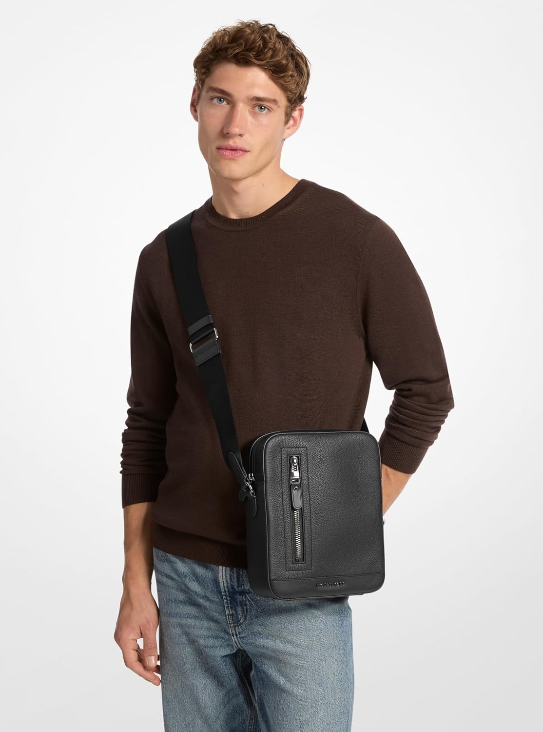 image:imageMichael Kors Hudson Vertical Zip Flight BagLight Gunmetal HardwareBlack