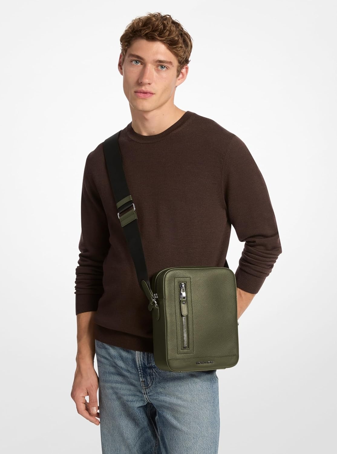 image:imageMichael Kors Hudson Vertical Zip Flight BagLight Gunmetal HardwareIvy