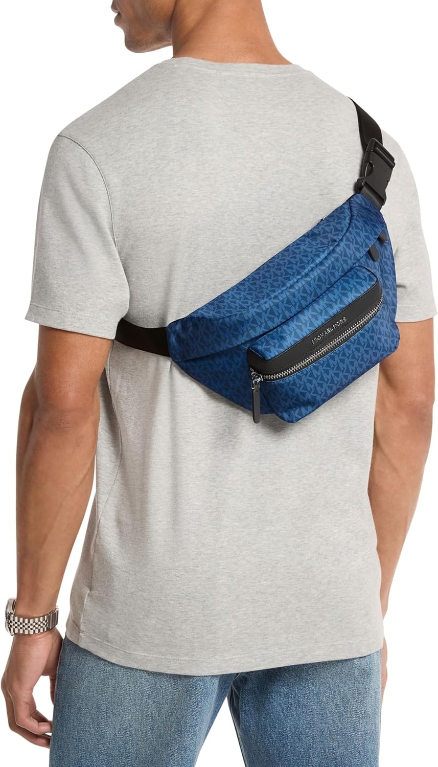 image:imageMichael Kors Mens Brooklyn Travel Belt Bag SilverTone HardwareSignature Nylon BlackSilvertone HardwareNylonRiver Blue