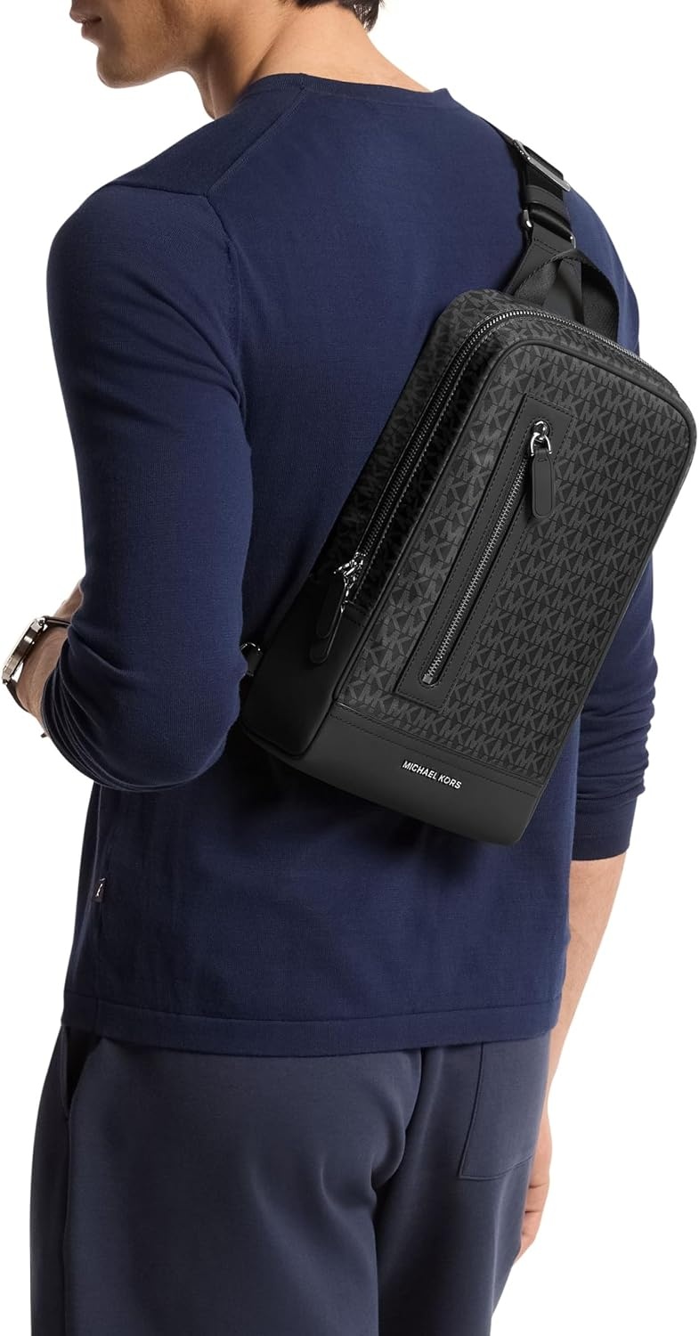 image:imageMichael Kors Mens Hudson A Line Sling PackSignature Nylon Black