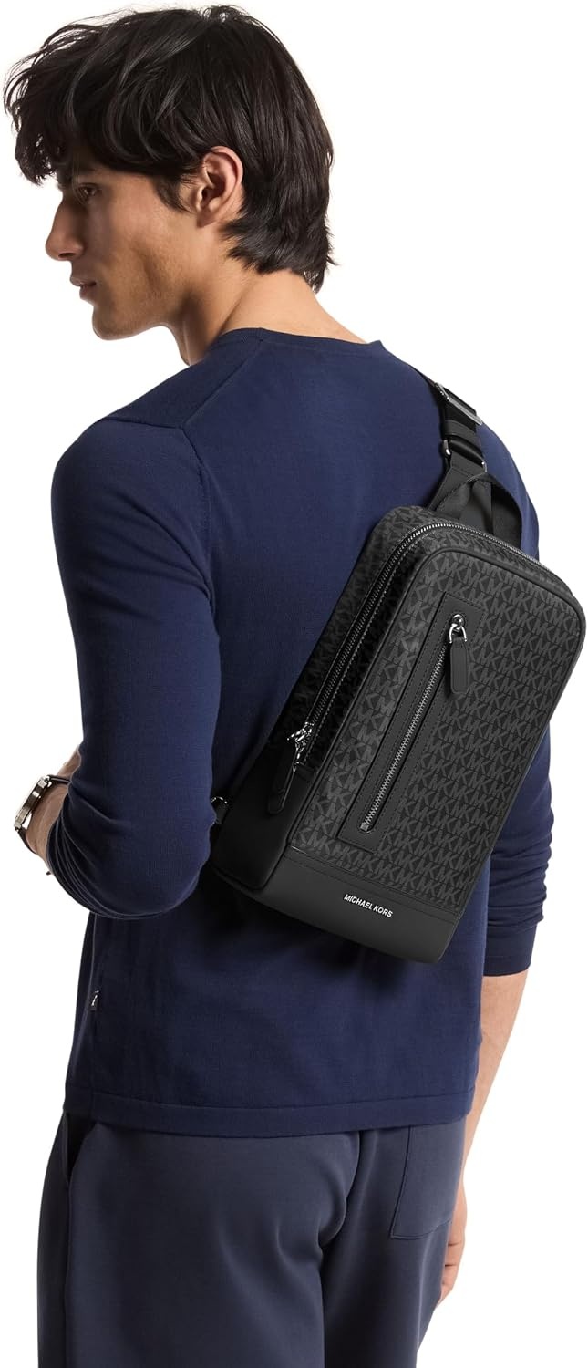 image:imageMichael Kors Mens Hudson A Line Sling PackSignature Nylon Black