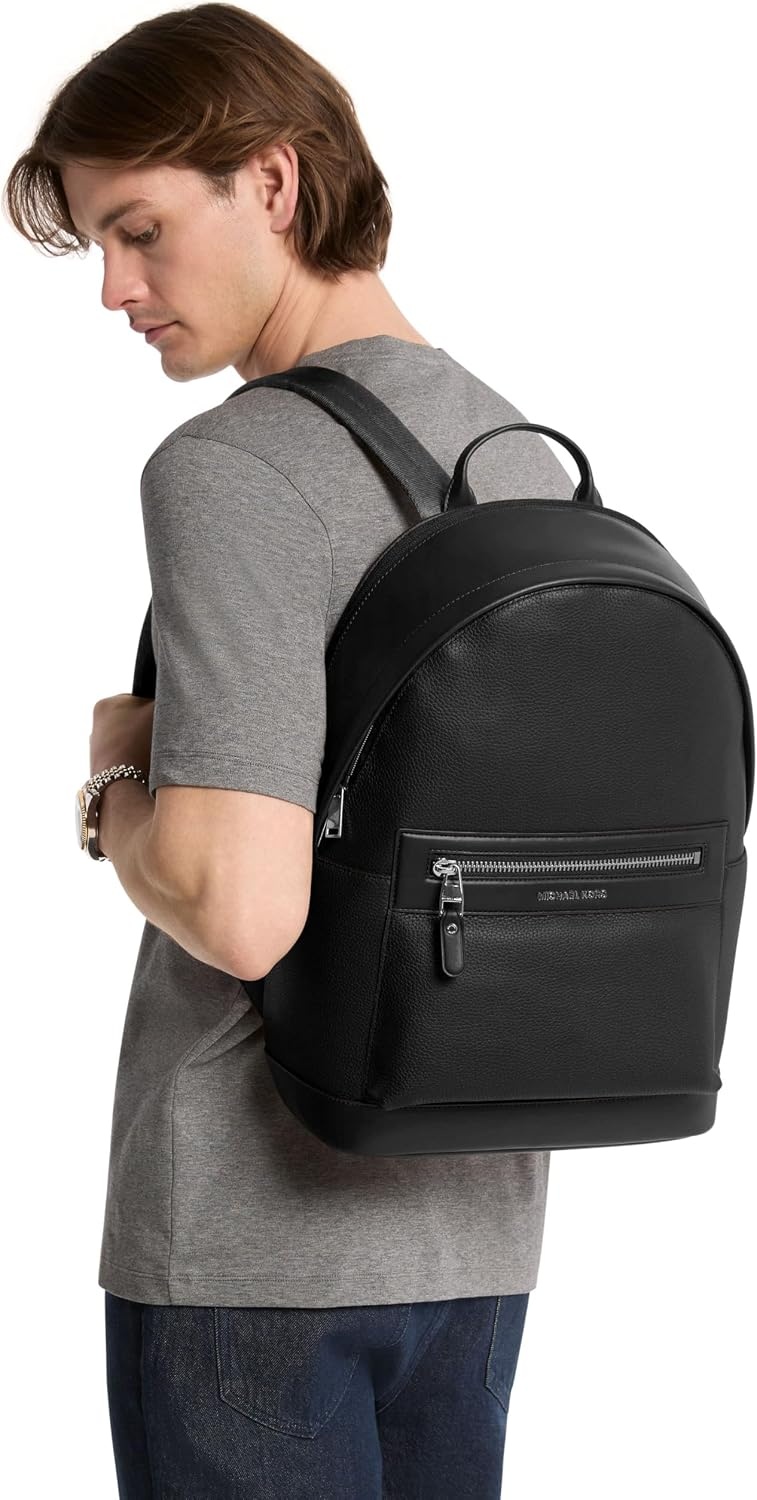 image:imageMichael Kors Mens Jet Set Backpack SilverTone HardwareMatte Pebble LeatherBlackBlack