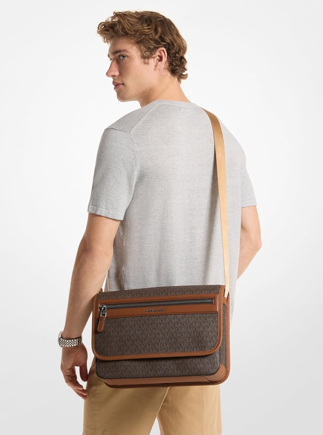 image:imageMichael Kors Mens Jet Set Flight MessengerMk SignatureBrownLuggage