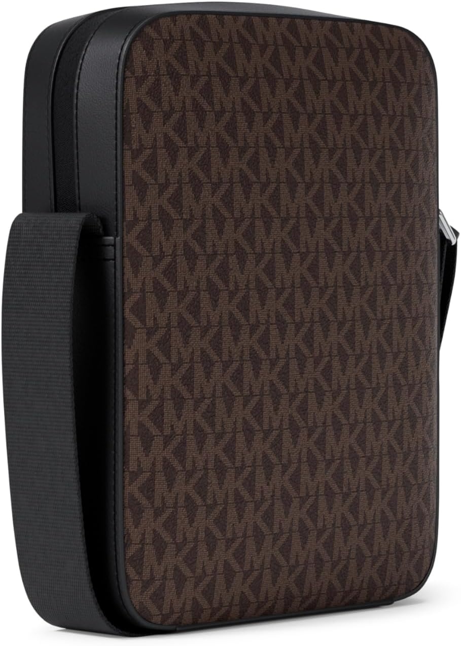 image:imageMichael Kors Mens Malone Flight BagSilvertone HardwareBrownBlack Signature