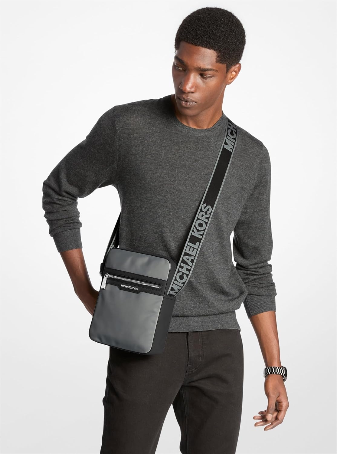 image:imageMichael Kors Mens Malone Flight BagSilvertone HardwareStorm Nylon