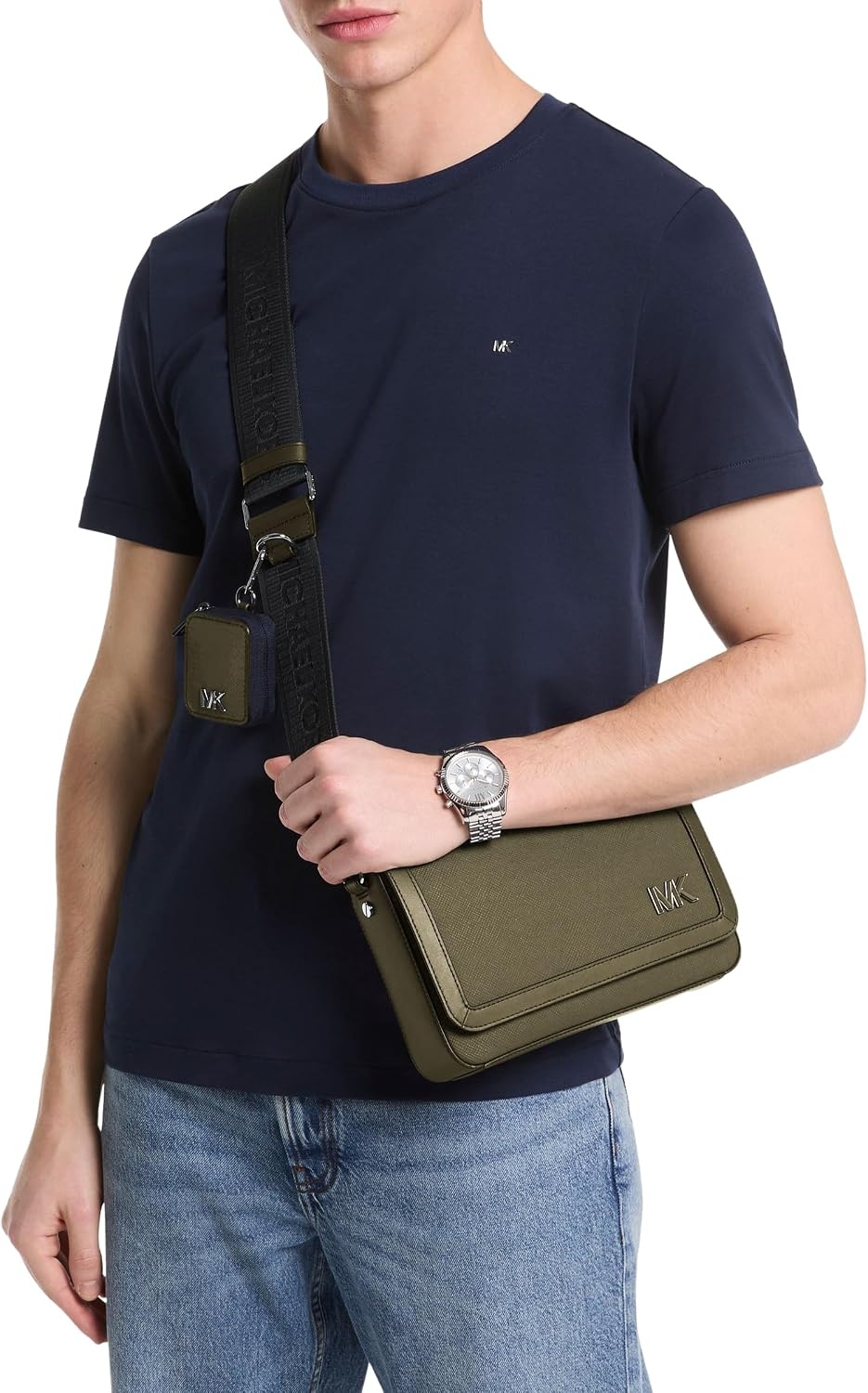 image:imageMichael Kors Unisex Edison Mini Flap Crossbody Bag With PouchSafari Green