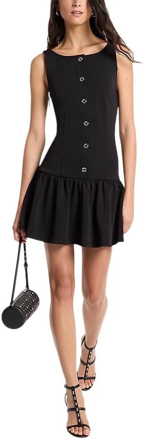 image:imageMichael Kors Womens Button Front Drop Waist MiniBlack