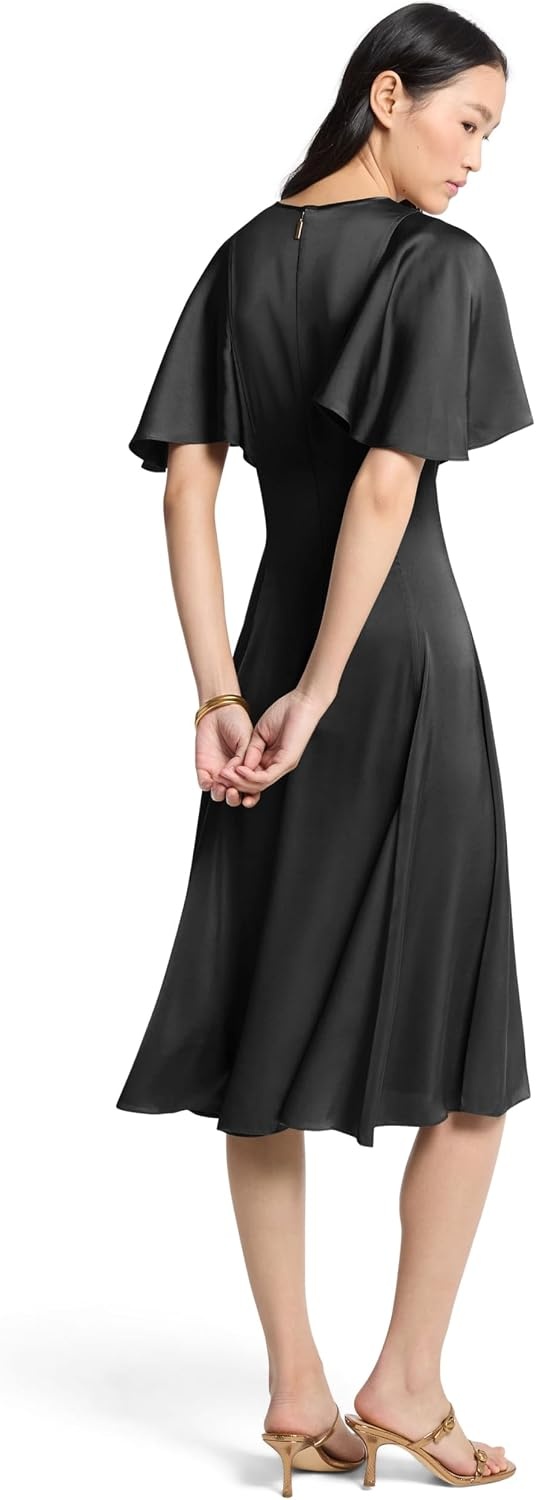 image:imageMichael Kors Womens Cape Sleeve Midi DressBlack