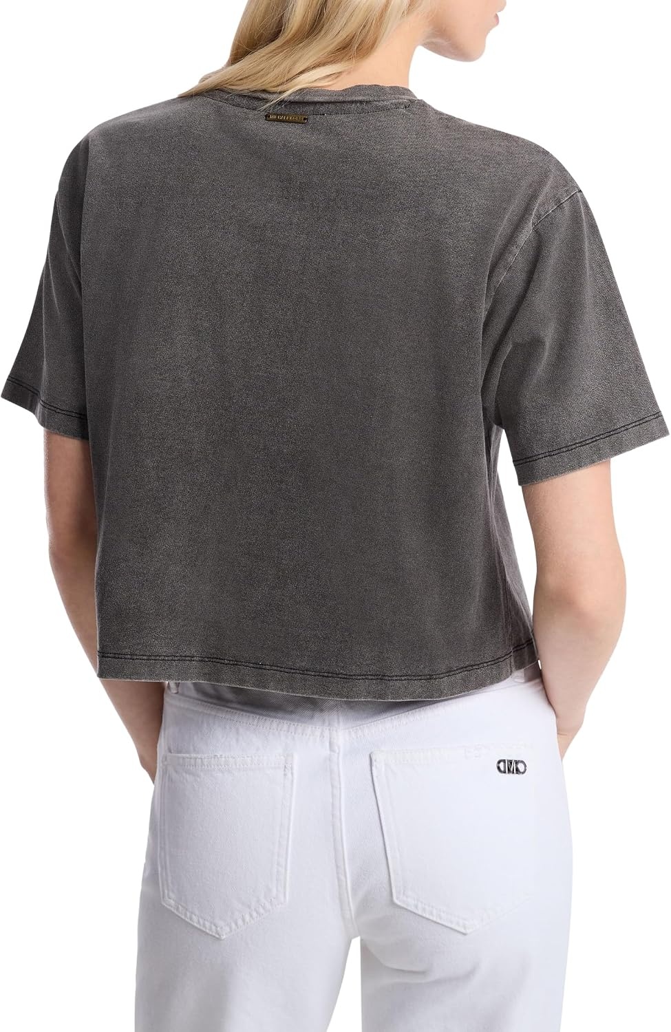 image:imageMichael Kors Womens Cropped Empire Stud TShirtBlack Wash