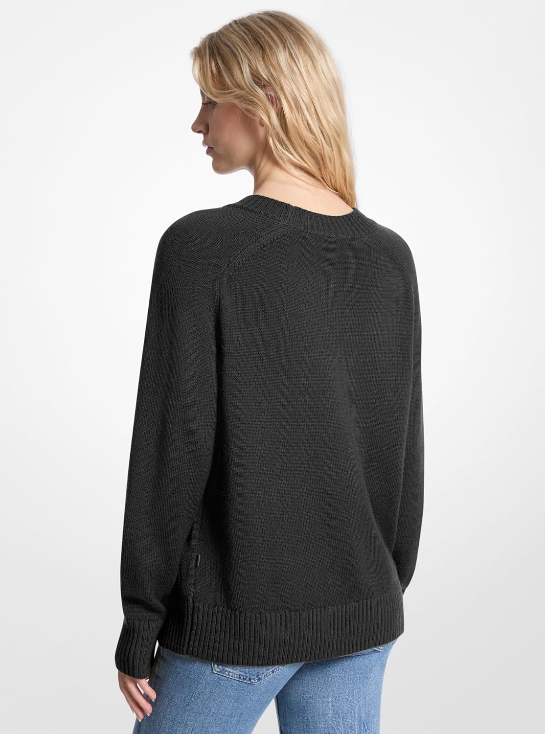 image:imageMichael Kors Womens Easy Saddle Sleeve SweaterBlack