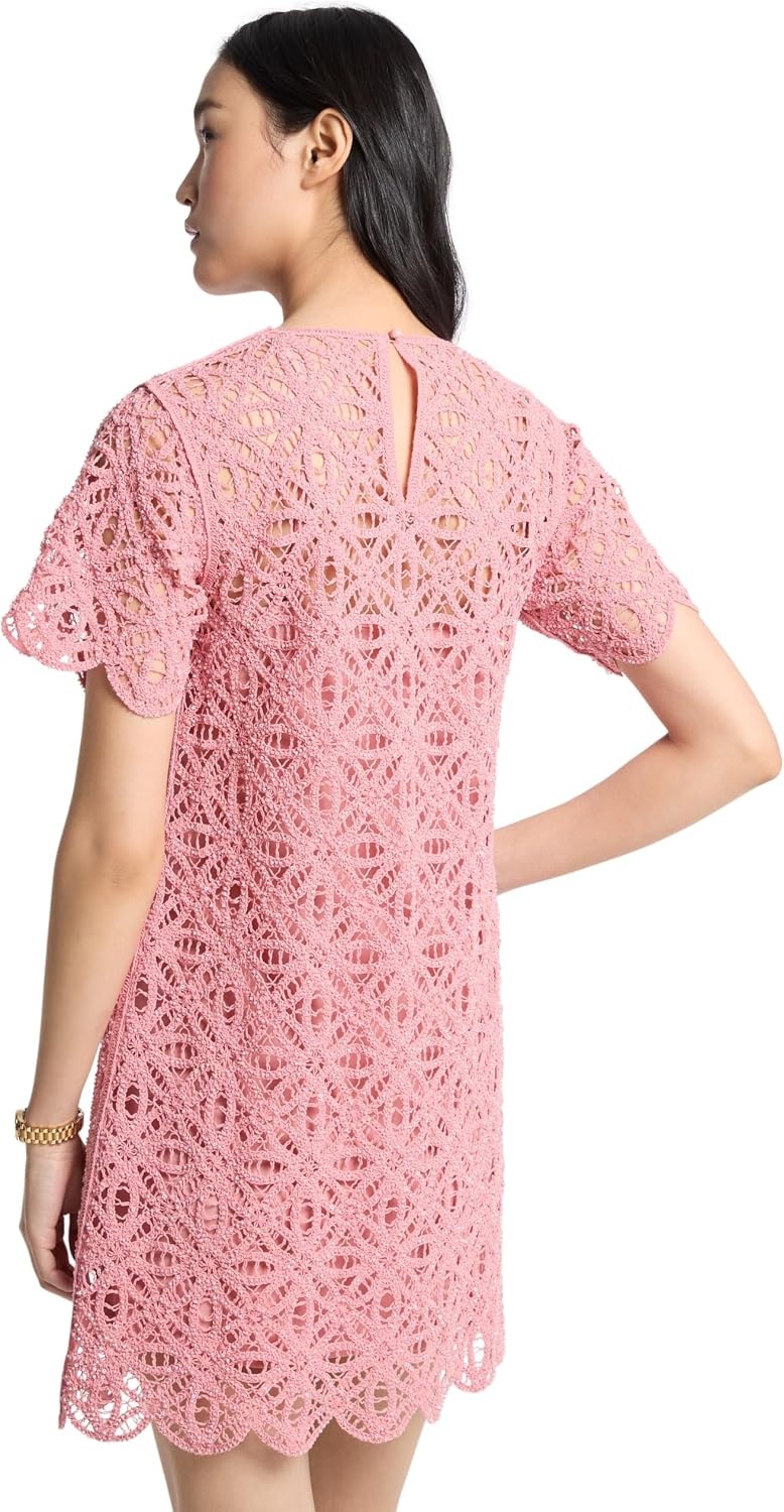image:imageMichael Kors Womens Faux Crochet Short Sleeve DressPrimrose