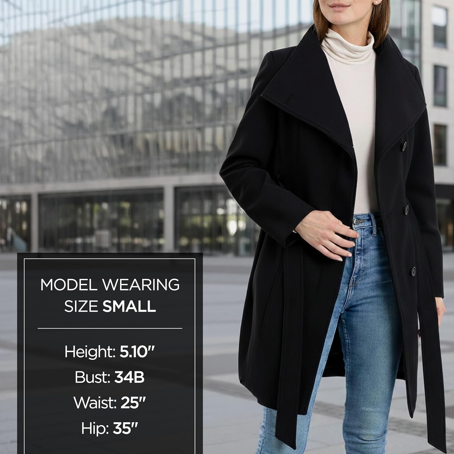 image:imageMichael Kors Womens Faux Wool Wrap Coat With Belt Long Winter Coats for WomenBlack