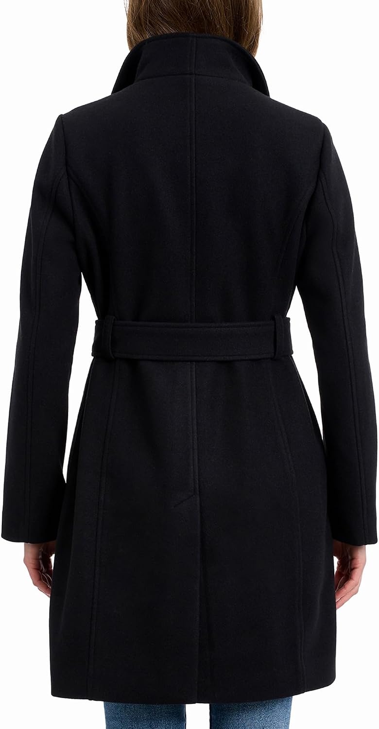 image:imageMichael Kors Womens Faux Wool Wrap Coat With Belt Long Winter Coats for WomenBlack