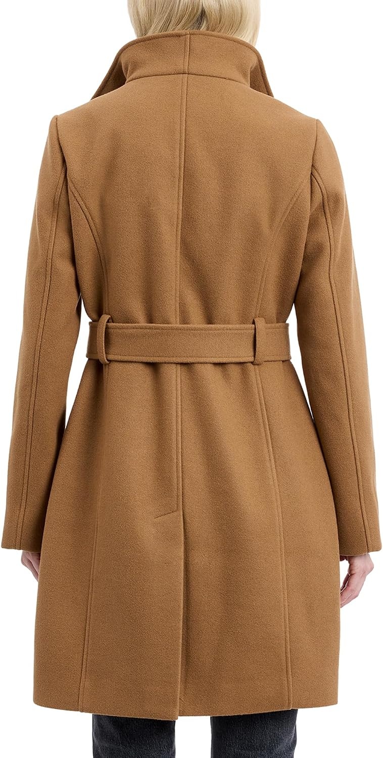 image:imageMichael Kors Womens Faux Wool Wrap Coat With Belt Long Winter Coats for WomenCamel