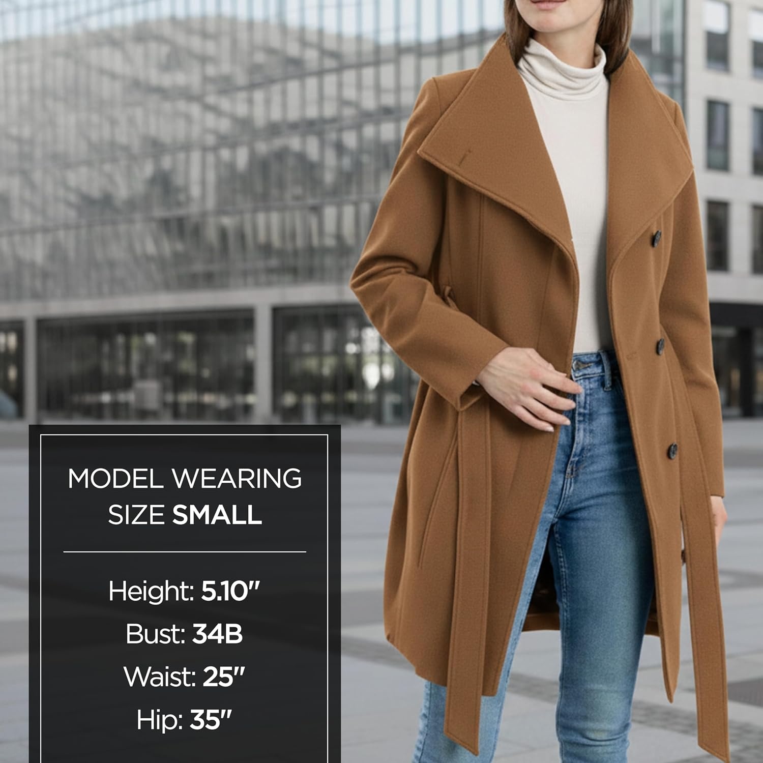 image:imageMichael Kors Womens Faux Wool Wrap Coat With Belt Long Winter Coats for WomenCamel