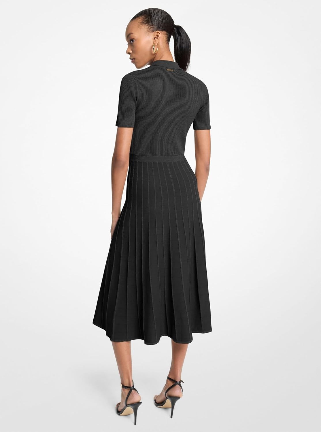 image:imageMichael Kors Womens Fit and Flare Midi Polo DressBlack