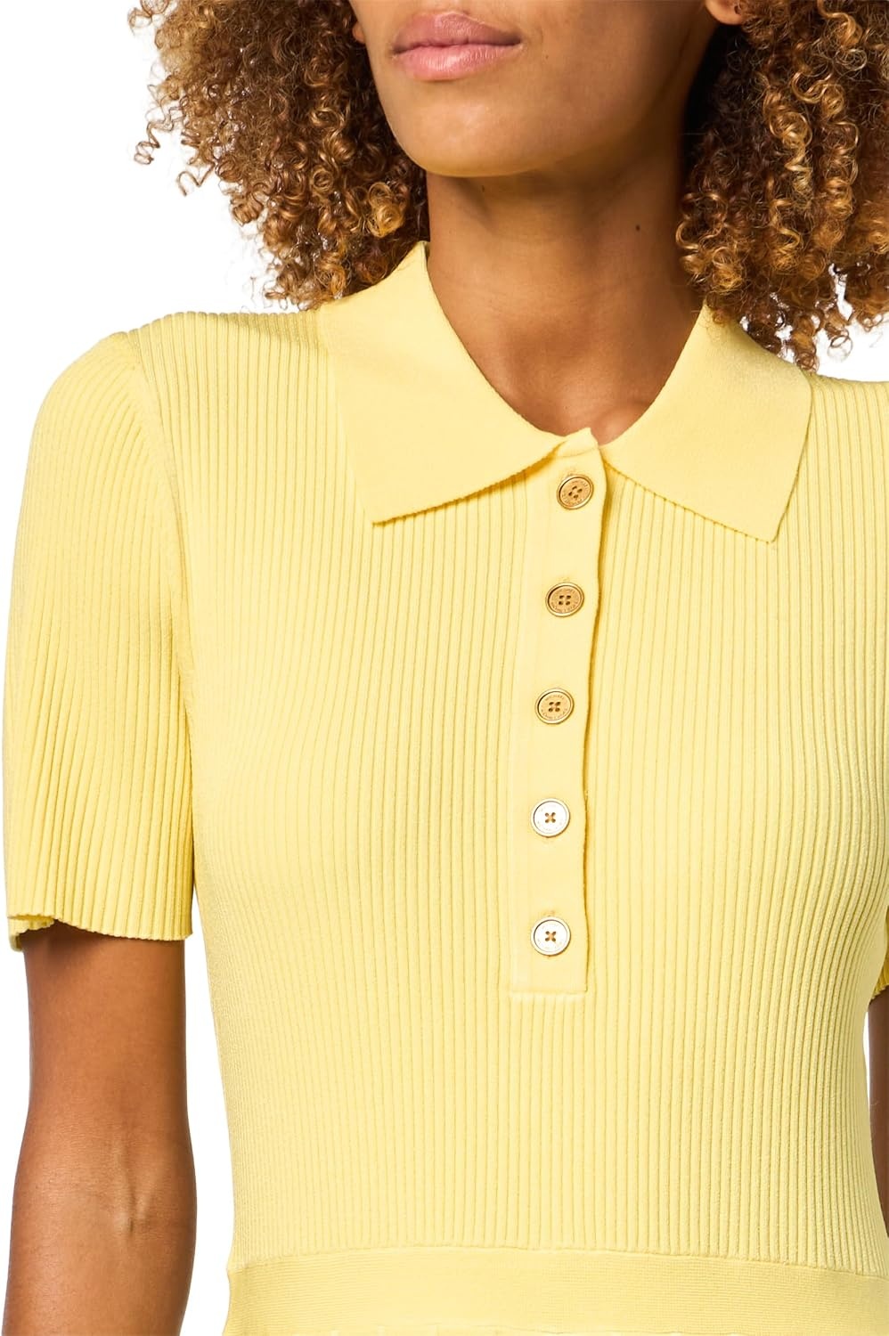 image:imageMichael Kors Womens Fit and Flare Midi Polo DressLemon