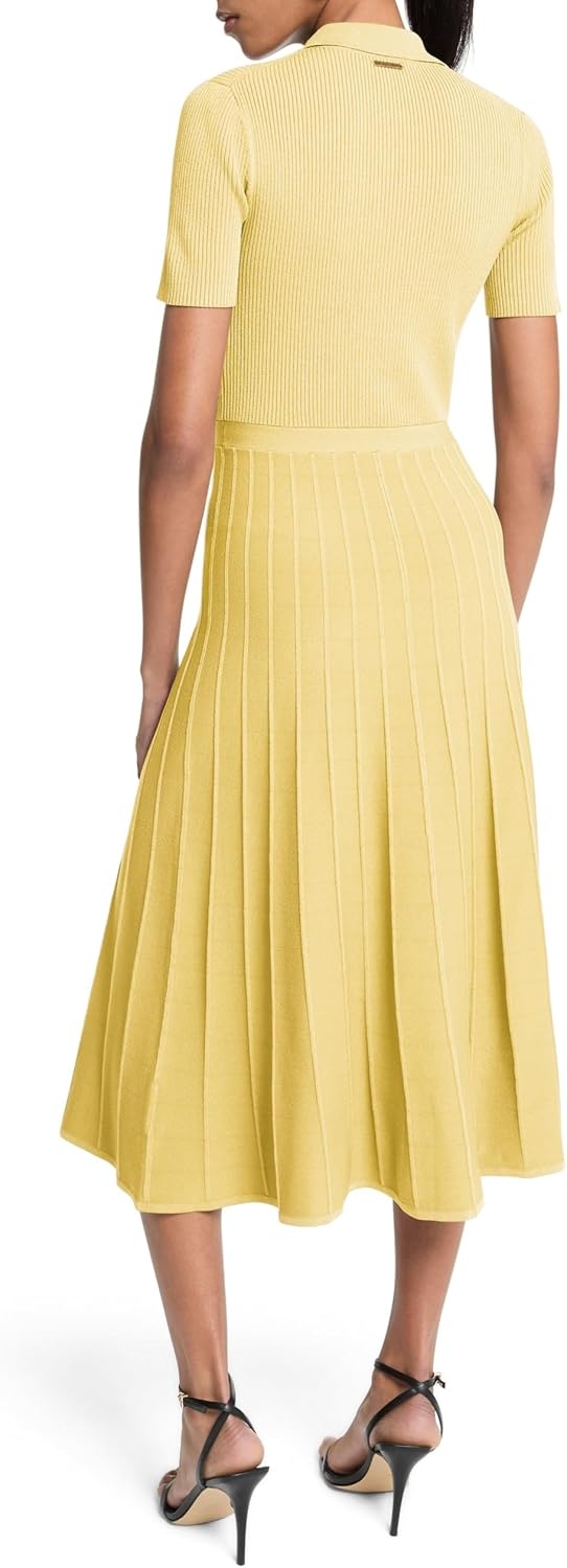 image:imageMichael Kors Womens Fit and Flare Midi Polo DressLemon
