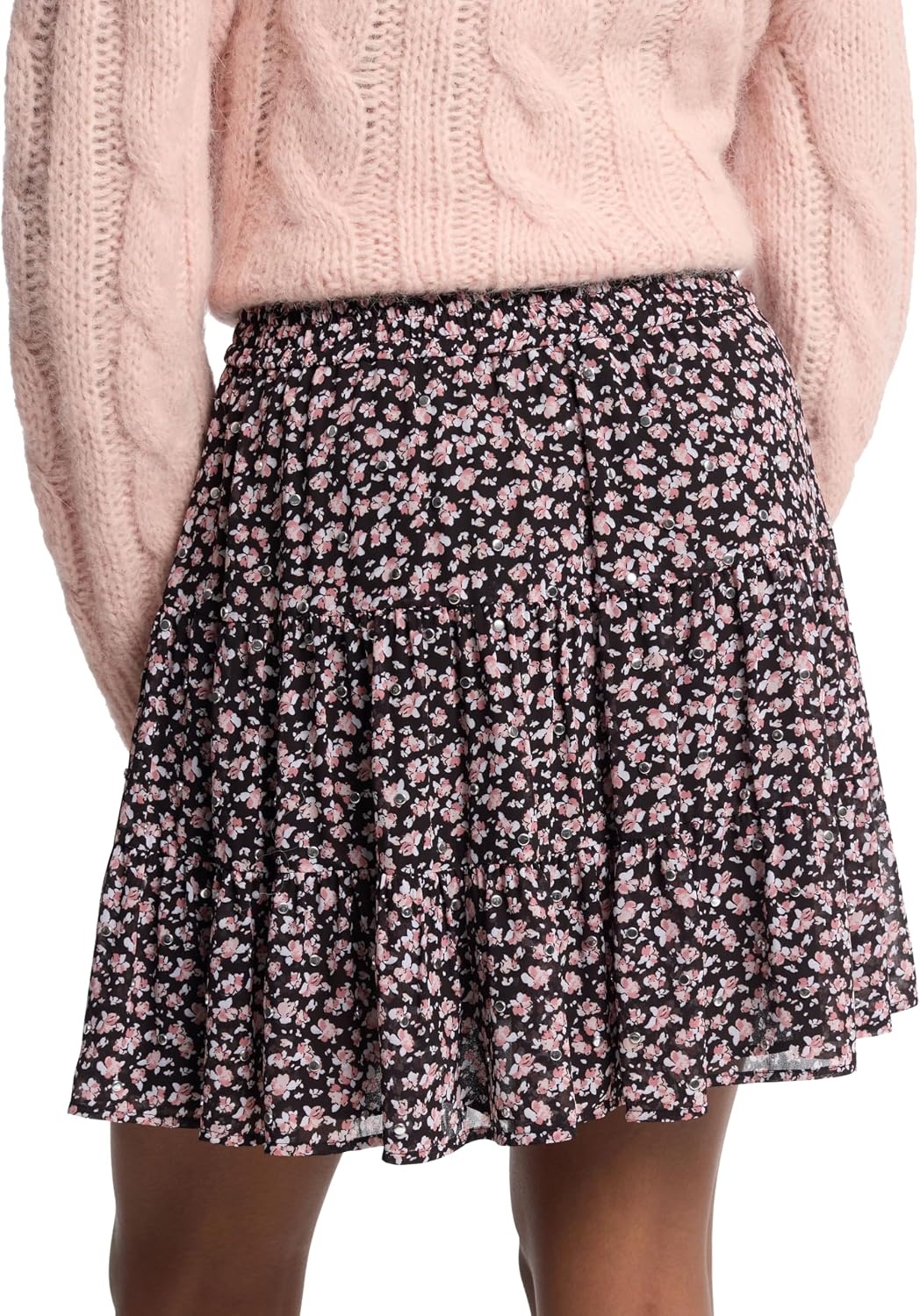 image:imageMichael Kors Womens Floral Stud Tier SkirtDusty Rose