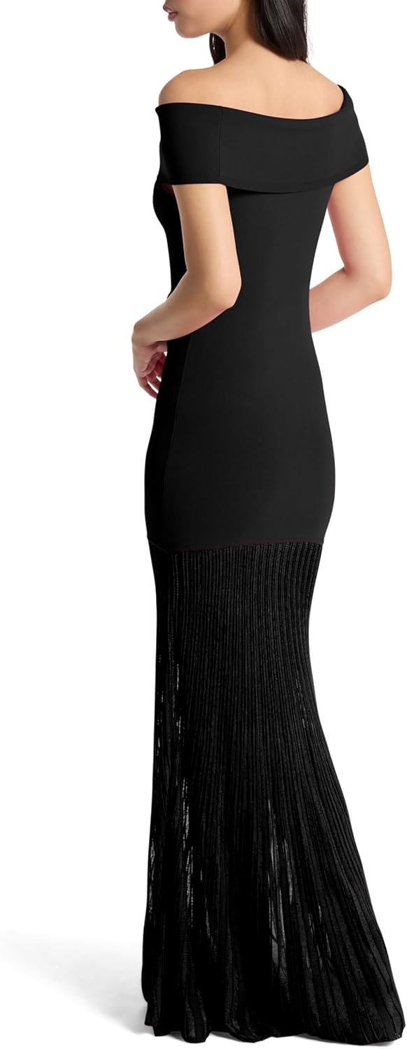 image:imageMichael Kors Womens Fold Over Sheer Maxi DressBlack