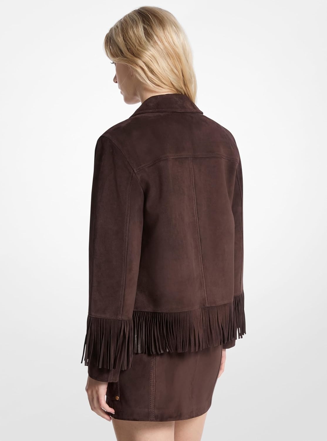 image:imageMichael Kors Womens Fringed Suede JacketChocolate