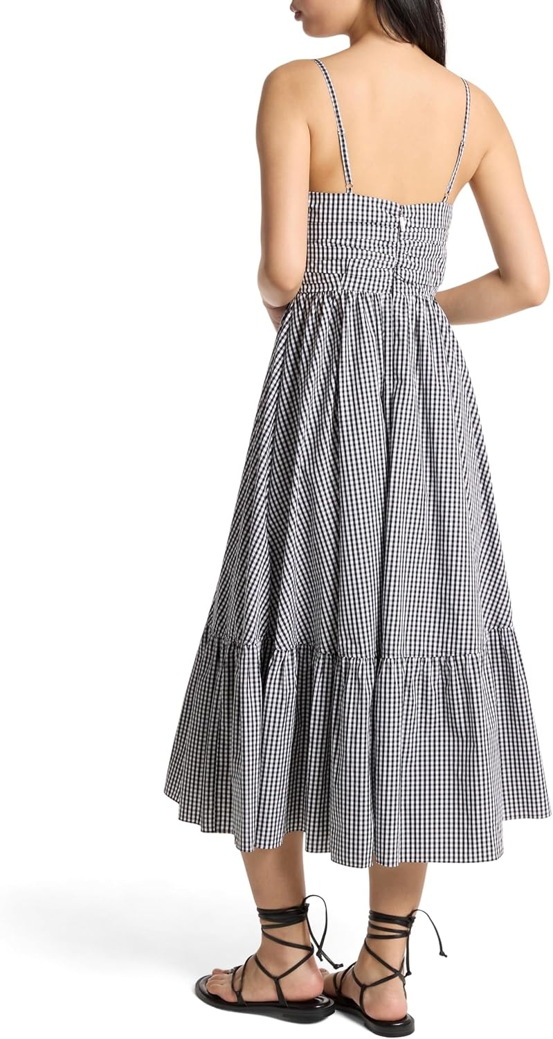 image:imageMichael Kors Womens Gingham Midi DressBlackWhite