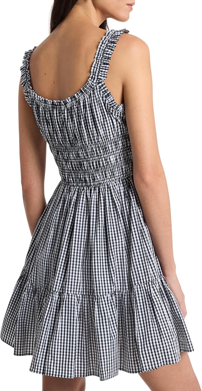 image:imageMichael Kors Womens Gingham Mini DressBlackWhite
