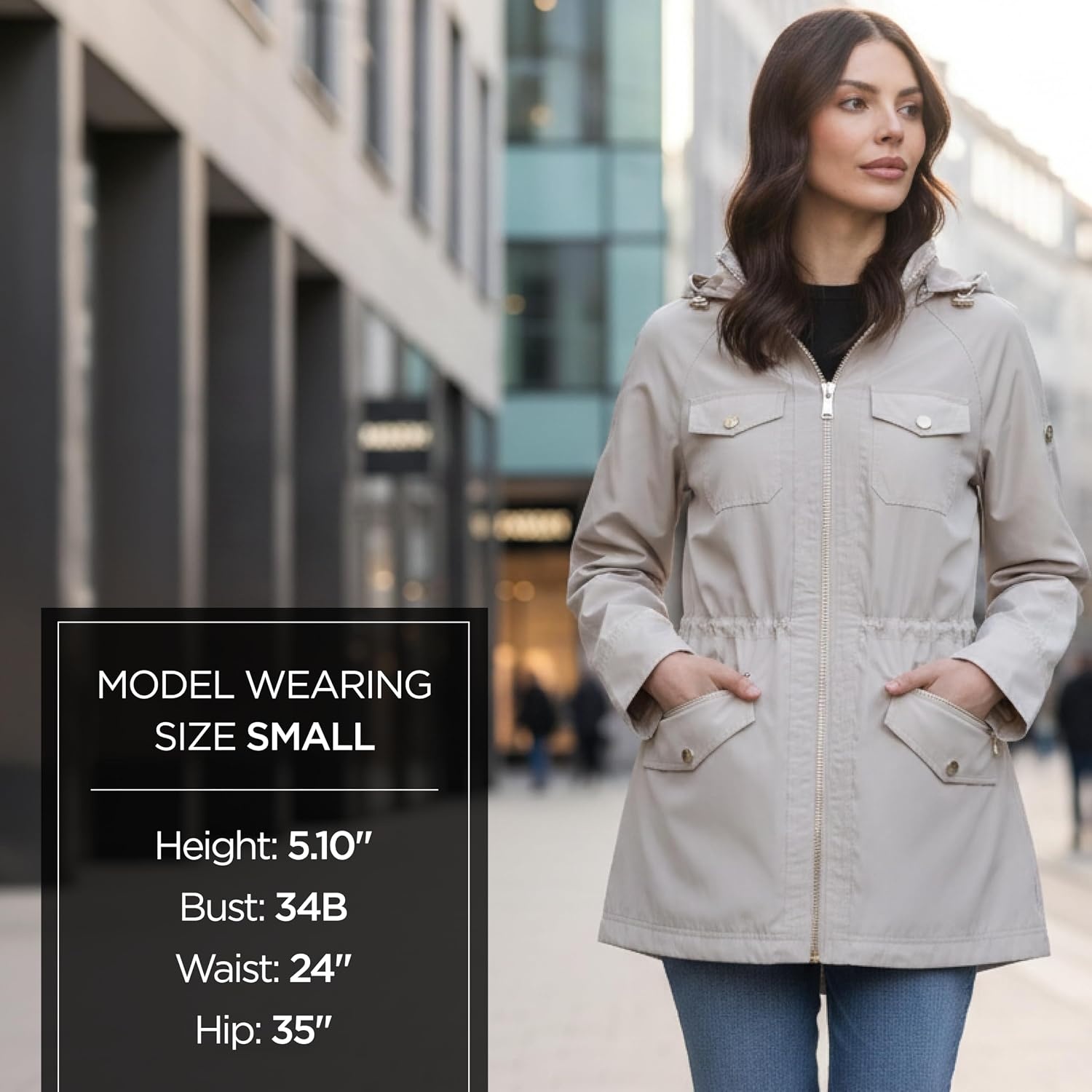 image:imageMichael Kors Womens Hooded Anorak Raincoat and WindbreakerBeige