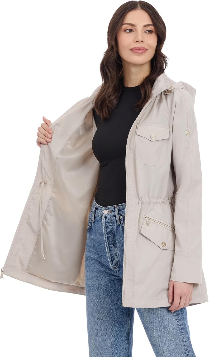 image:imageMichael Kors Womens Hooded Anorak Raincoat and WindbreakerBeige
